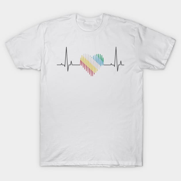 Disability pride flag heartbeat T-Shirt by Becky-Marie